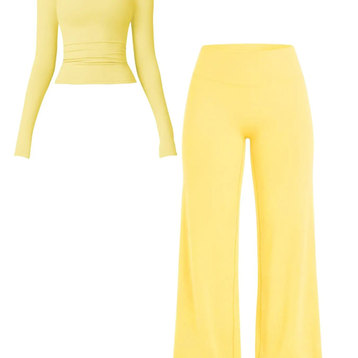 Long sleeve top and wide-leg pants set in Yellow